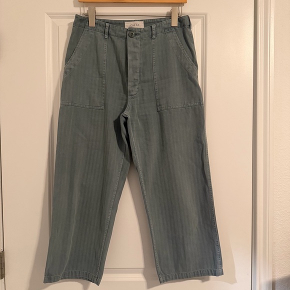 The GREAT. High Waisted Herringbone Trooper Pant in Carolina - Picture 2 of 8